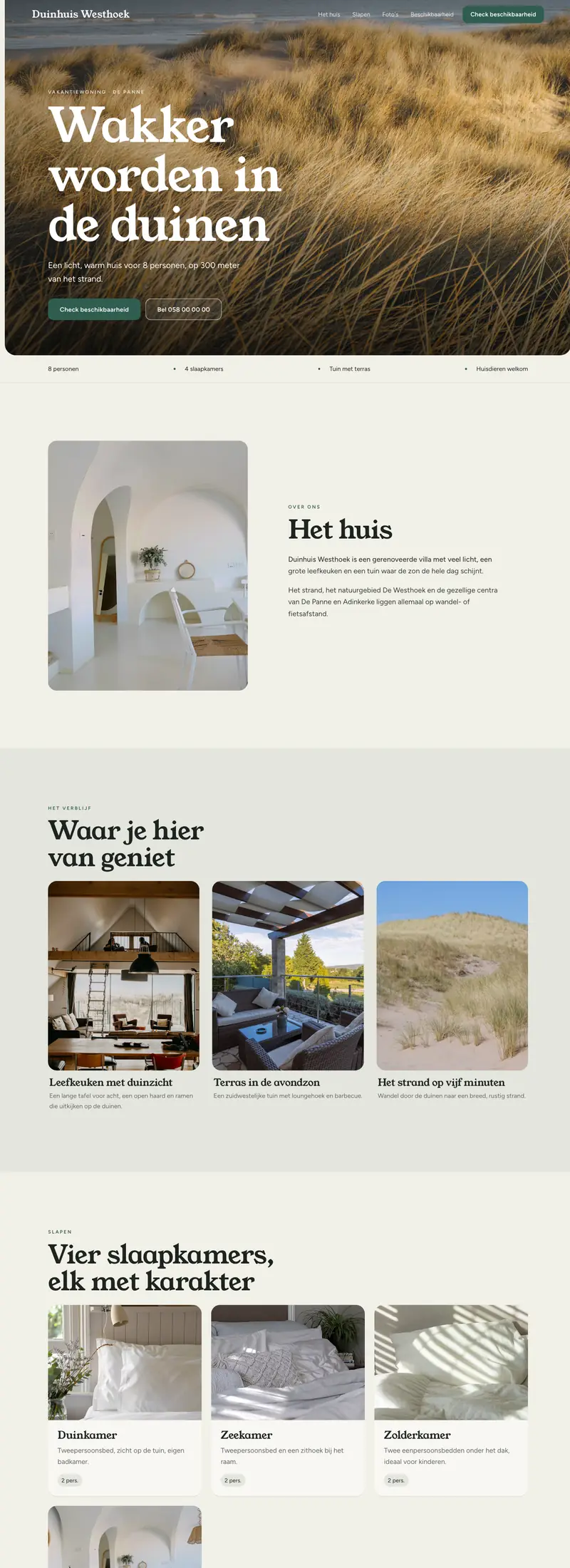 Demo-website van Duinhuis Westhoek
